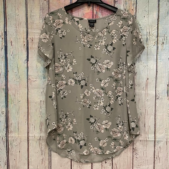 Torrid Floral Blouse in Gray and Cream - Picture 1 of 4